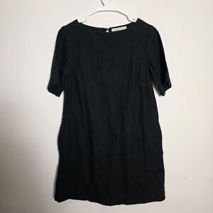 Abercrombie & Fitch Black Linen Blend Shift Dress Small Minimalist Short Sleeve
